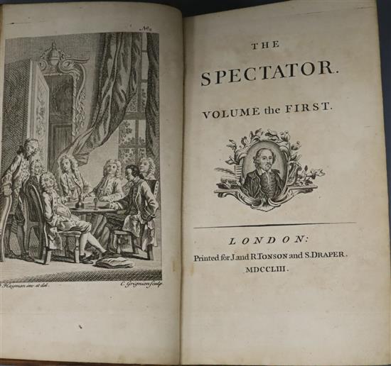 Spectator - The Spectator [by Addison, Steele and others], 8 vols, 8vo, calf, with frontises, London 1753